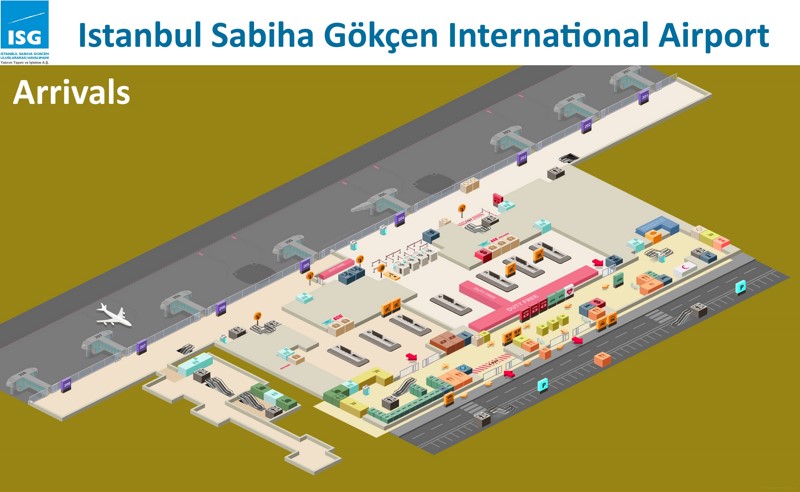 Sabiha Gökçen International Airport Arrivals Map