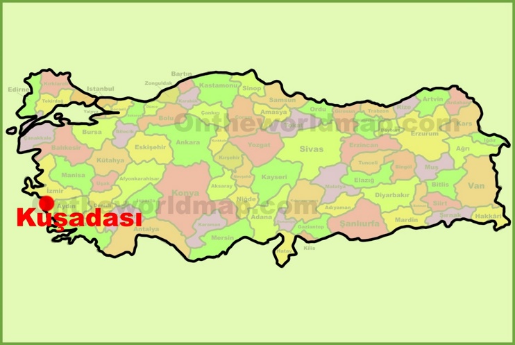 Kuşadası location on the Turkey Map