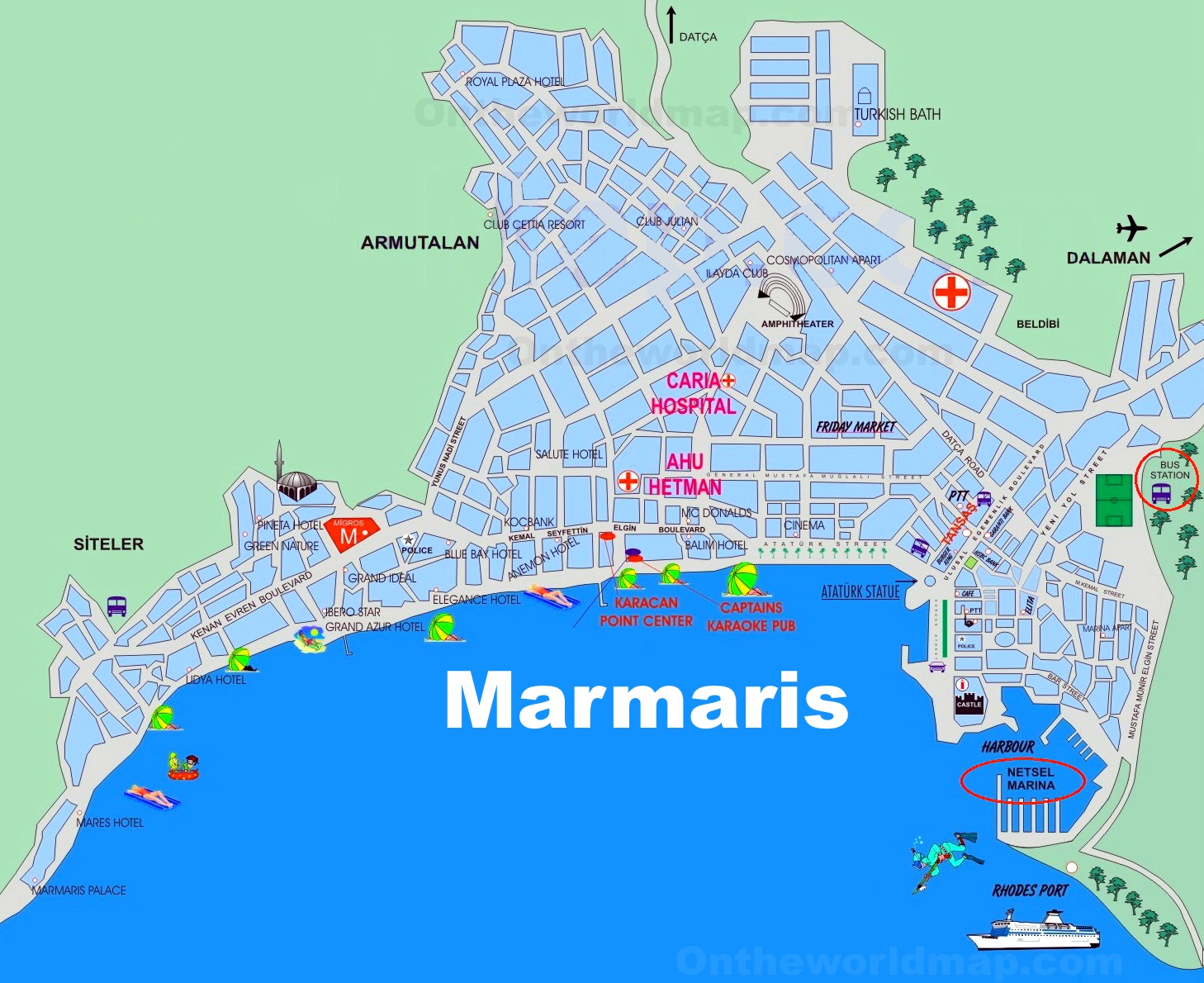 Marmaris Tourist Map Ontheworldmap