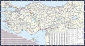 Large detailed road map of Turkey