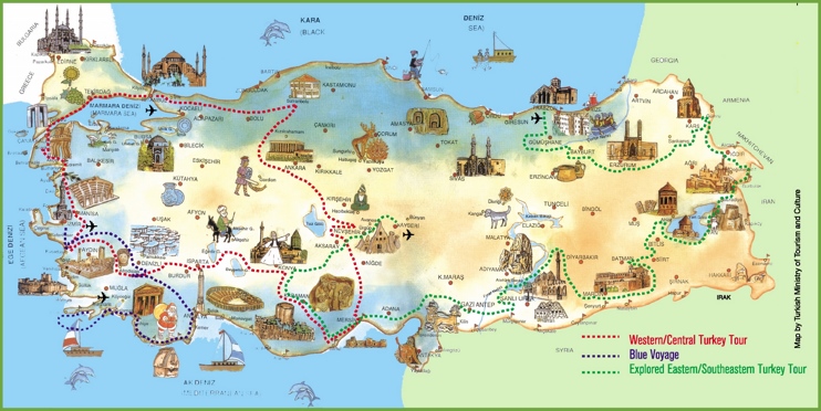 Turkey attractions map