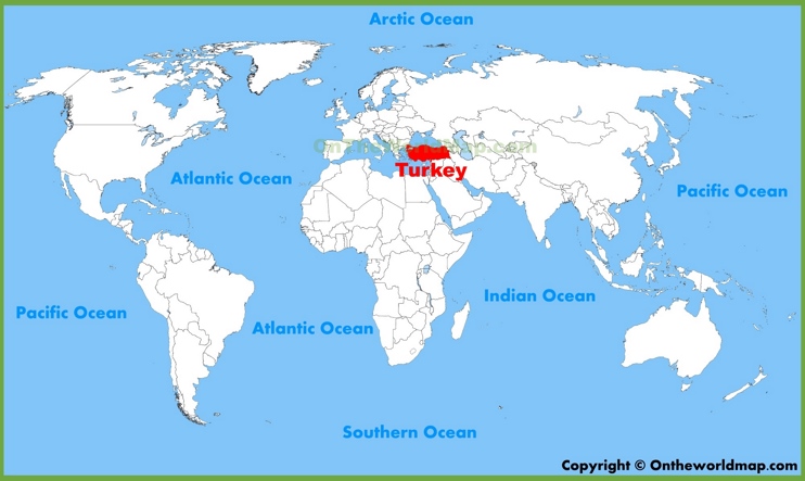 Turkey location on the World Map
