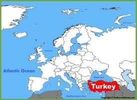 Turkey location on the Europe map