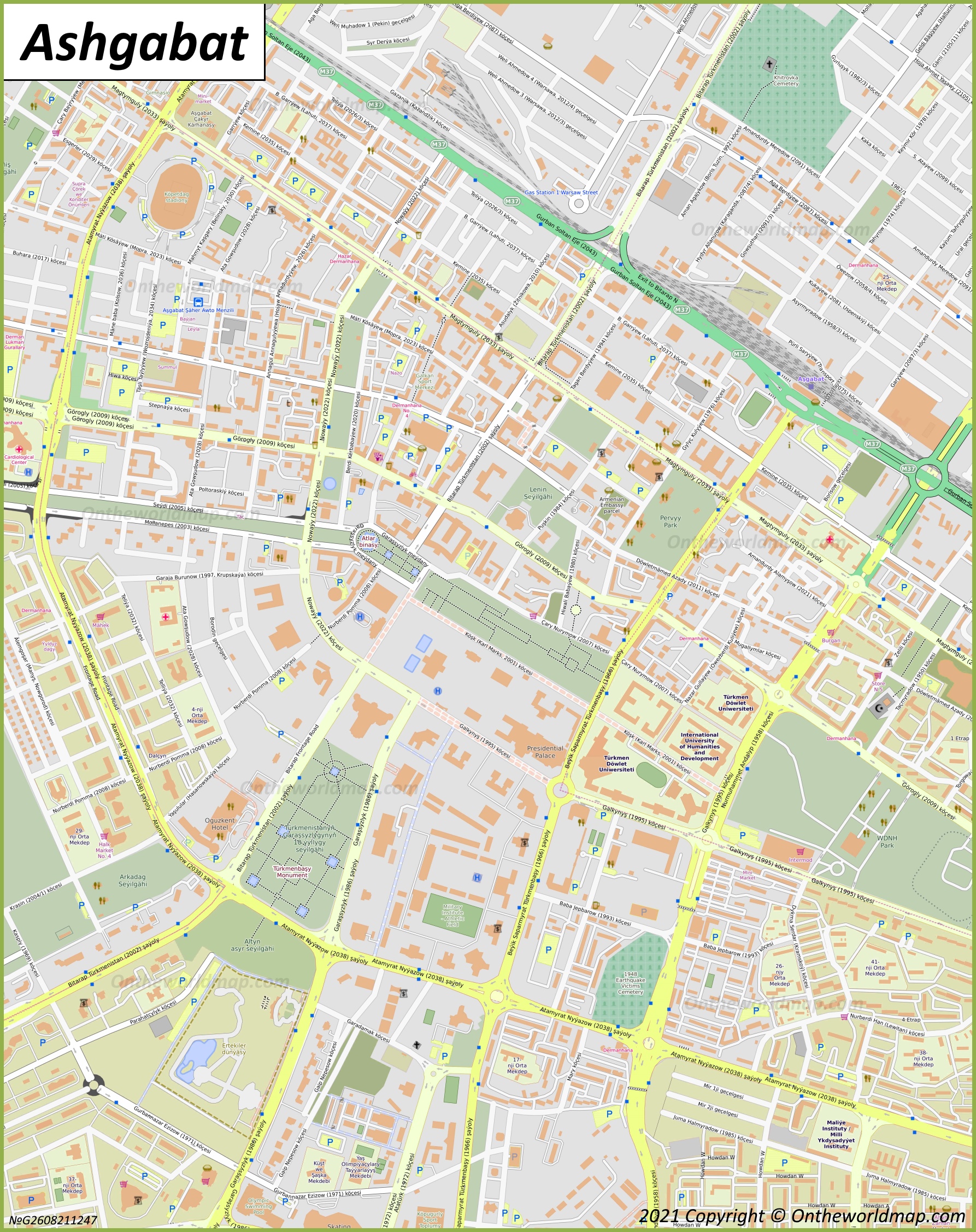 Ashgabat City Center Map