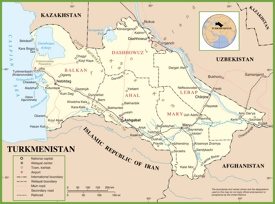 Large detailed political map of Turkmenistan