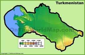 Turkmenistan physical map