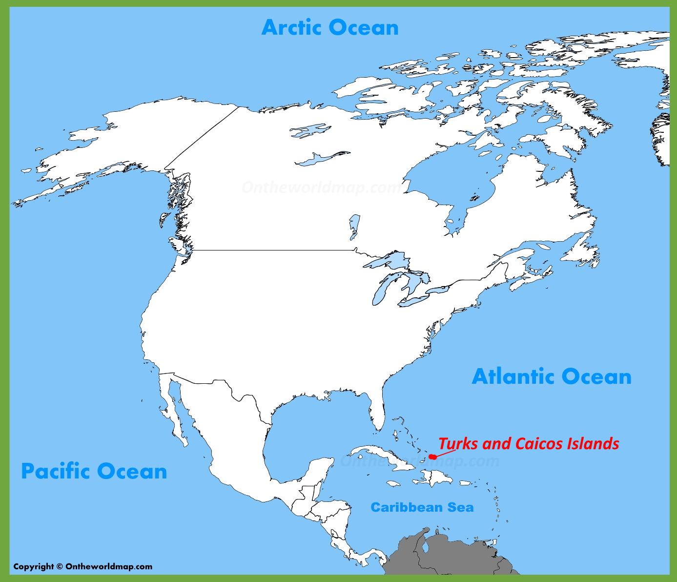 Turks and Caicos location on the North America Map