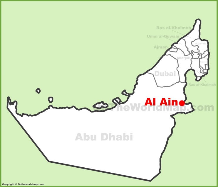 Al Ain location on the UAE Map 