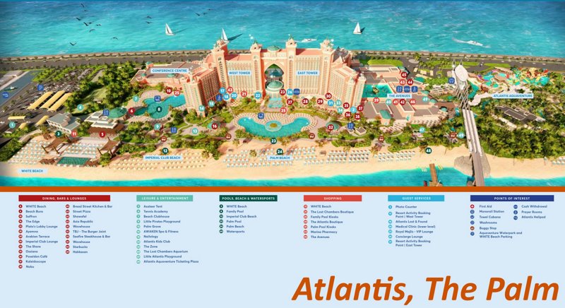 Atlantis, The Palm Tourist Map