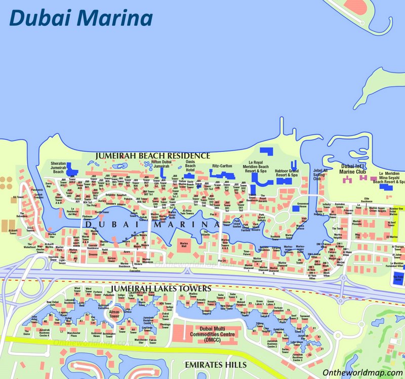 Dubai Marina Tourist Map