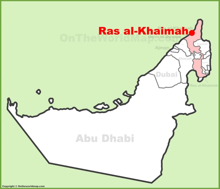 Ras al-Khaimah location on the UAE Map