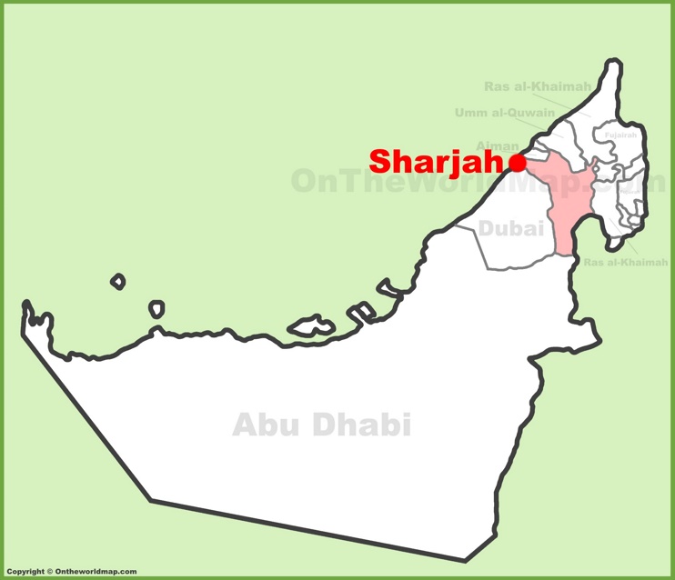 Sharjah location on the UAE Map