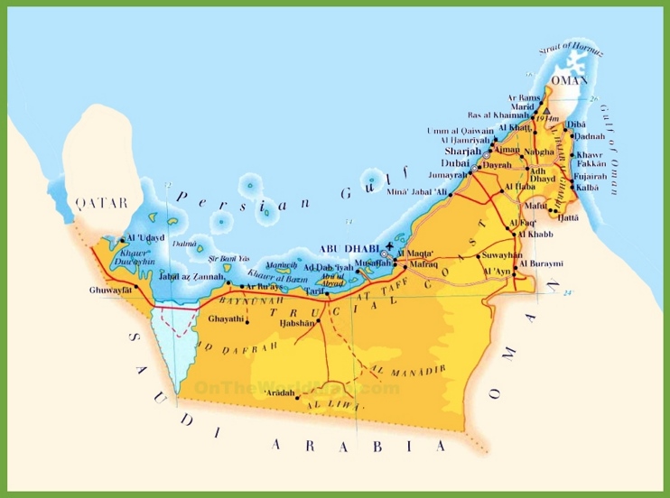 Road map of United Arab Emirates