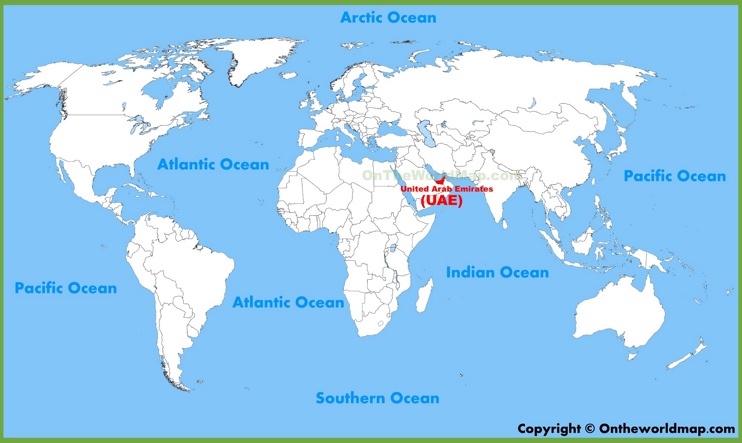 United Arab Emirates (UAE) location on the World Map 