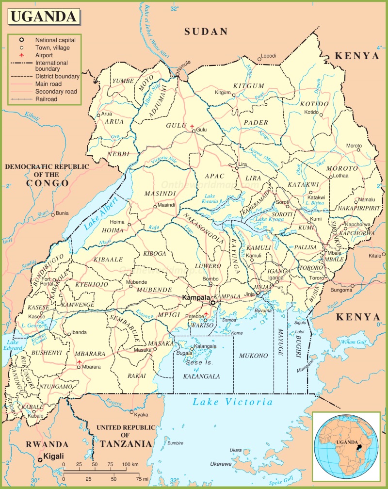 Uganda political map - Ontheworldmap.com