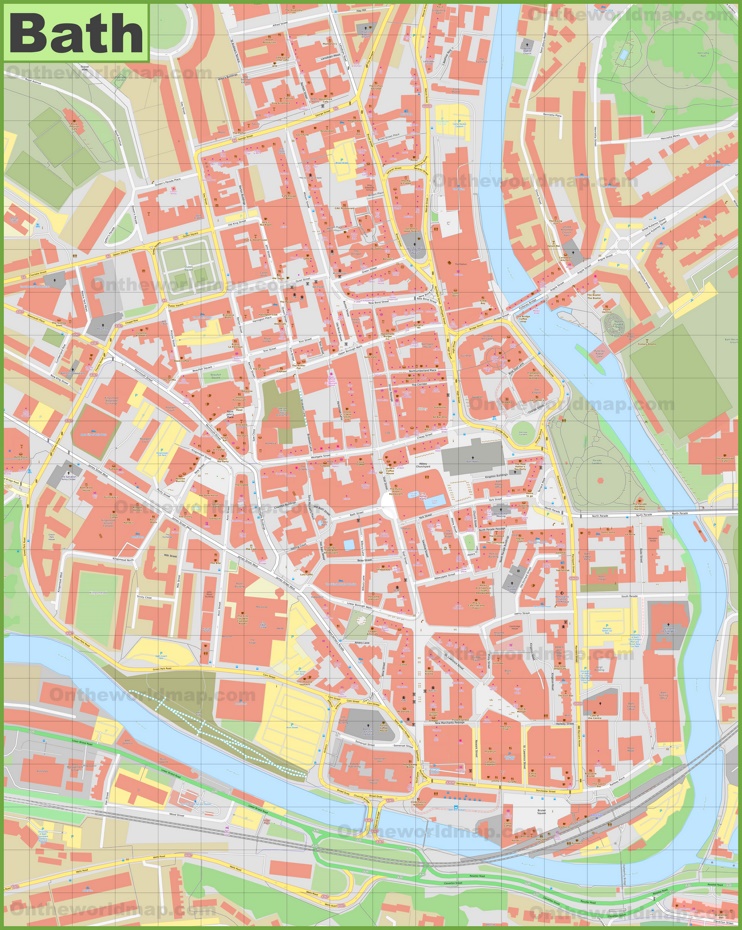 Bath City Centre Map Ontheworldmap Bath City Centre Map Ontheworldmap