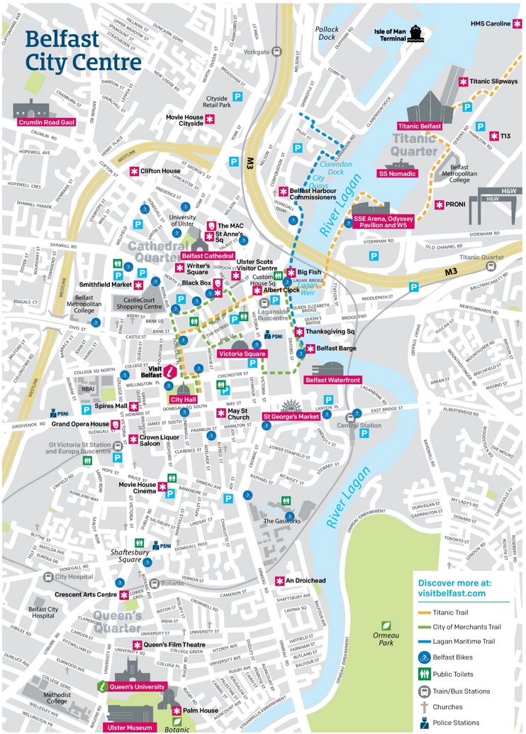 Belfast city center map