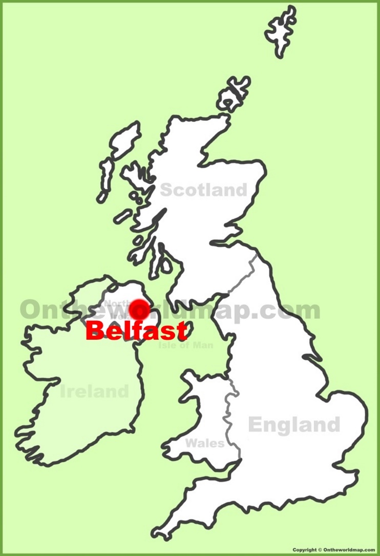 Belfast location on the UK Map 