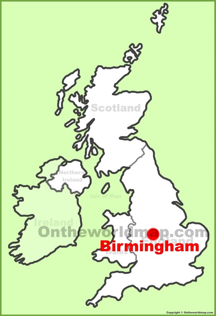 Birmingham location on the UK Map