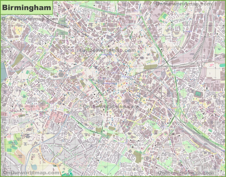 Large detailed map of Birmingham