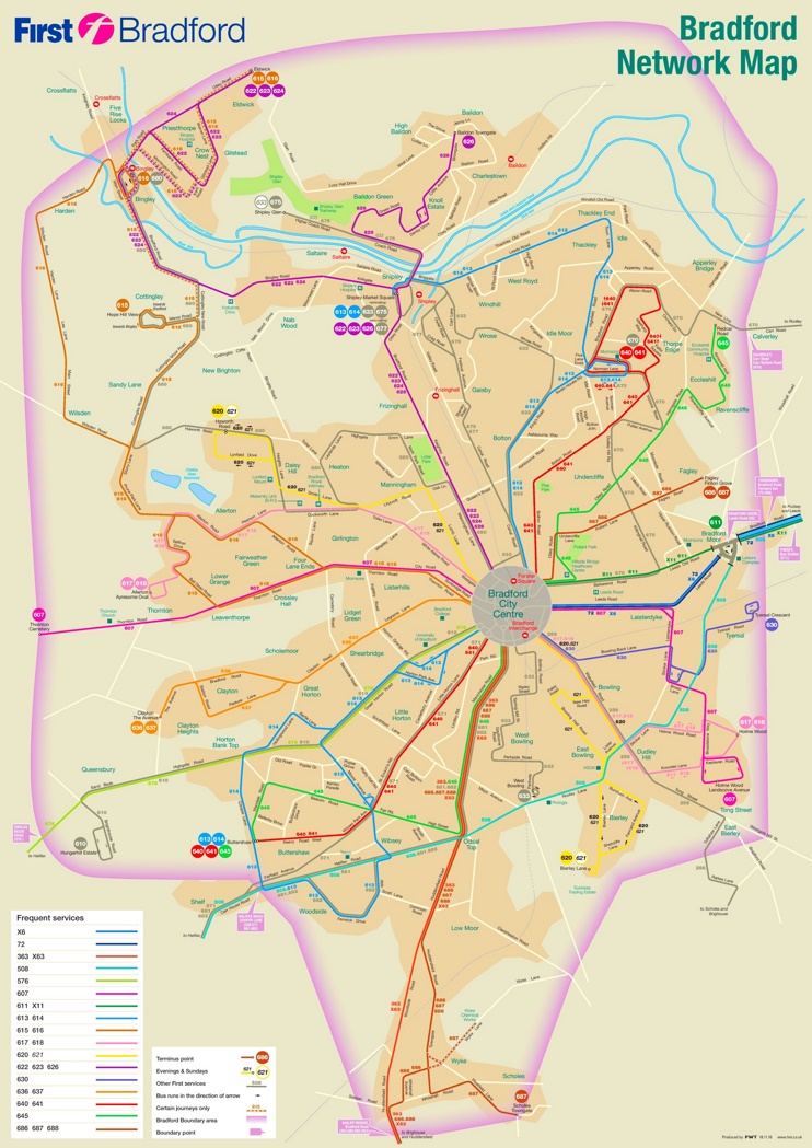 Bradford transport map