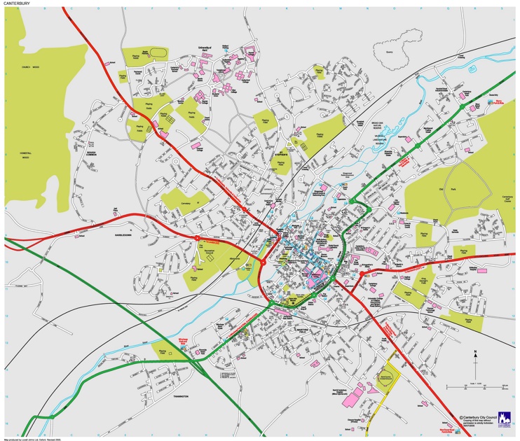 Canterbury tourist map - Ontheworldmap.com