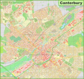 Detailed map of Canterbury