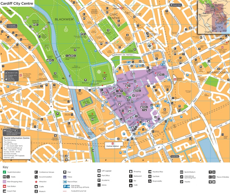 Cardiff city centre map