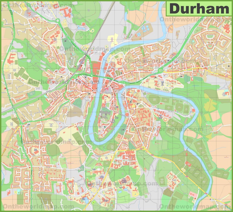 Detailed map of Durham