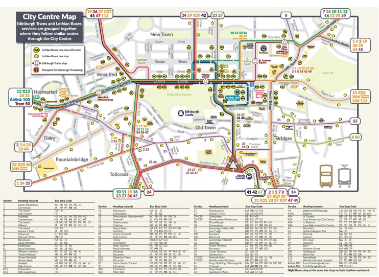 Edinburgh tram and bus map