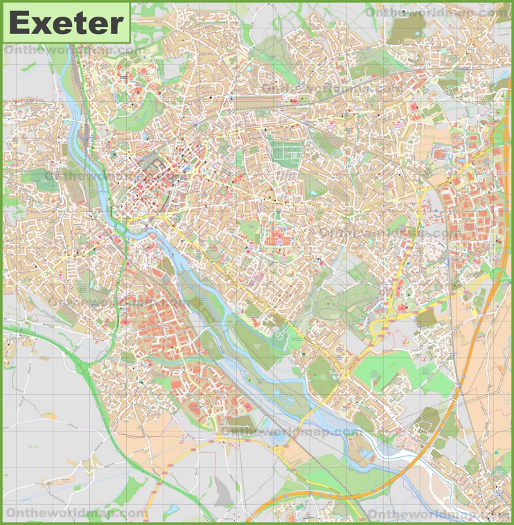 Detailed map of Exeter