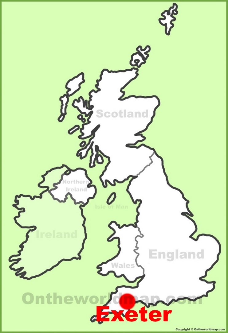 Exeter location on the UK Map