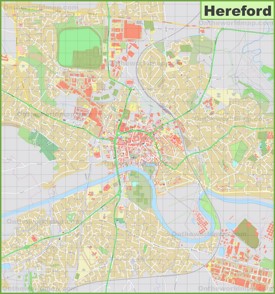 Detailed map of Hereford
