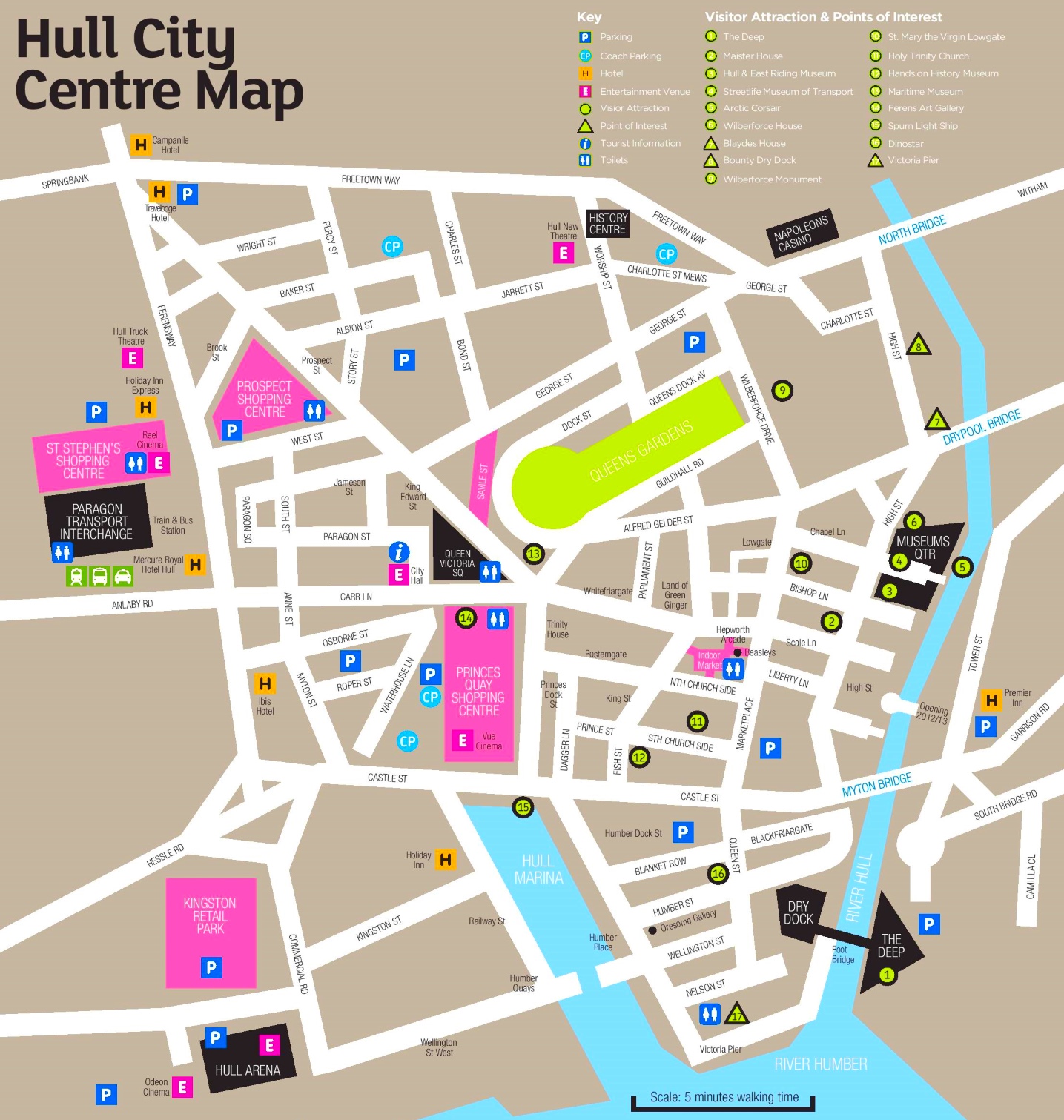 Hull Tourist Attractions Map Hull Tourist Attractions Map