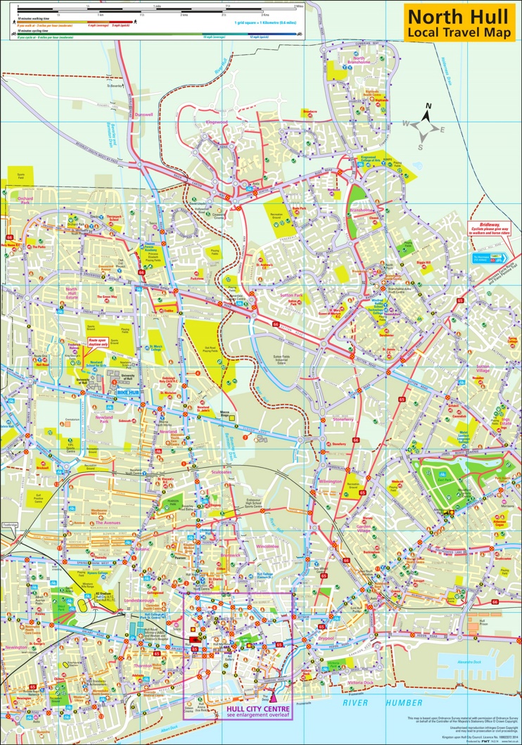 North Hull travel map