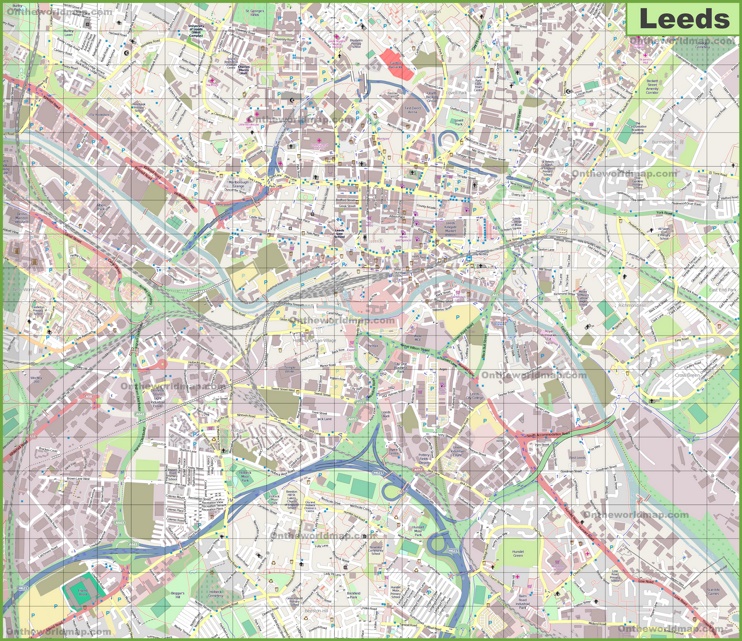 Large detailed map of Leeds
