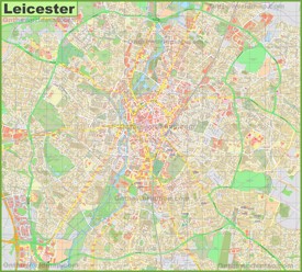 Detailed map of Leicester