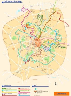 Leicester bus map