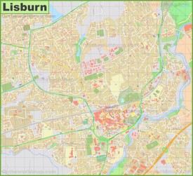 Detailed map of Lisburn