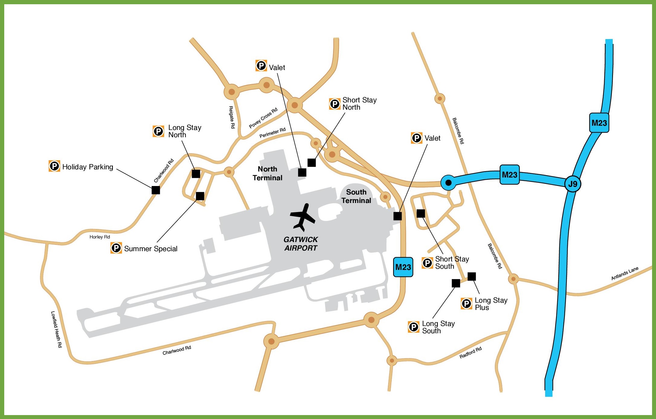 Gatwick car parking space Map - London - Ontheworldmap.com