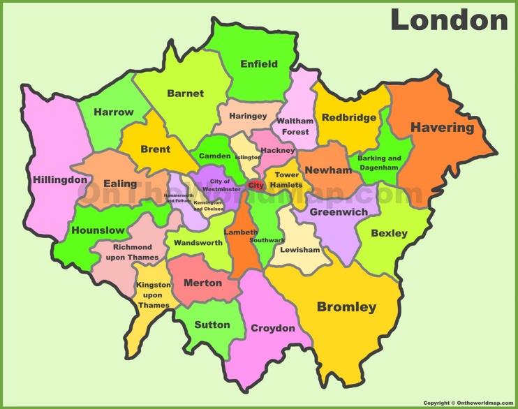 London Boroughs Map Max 