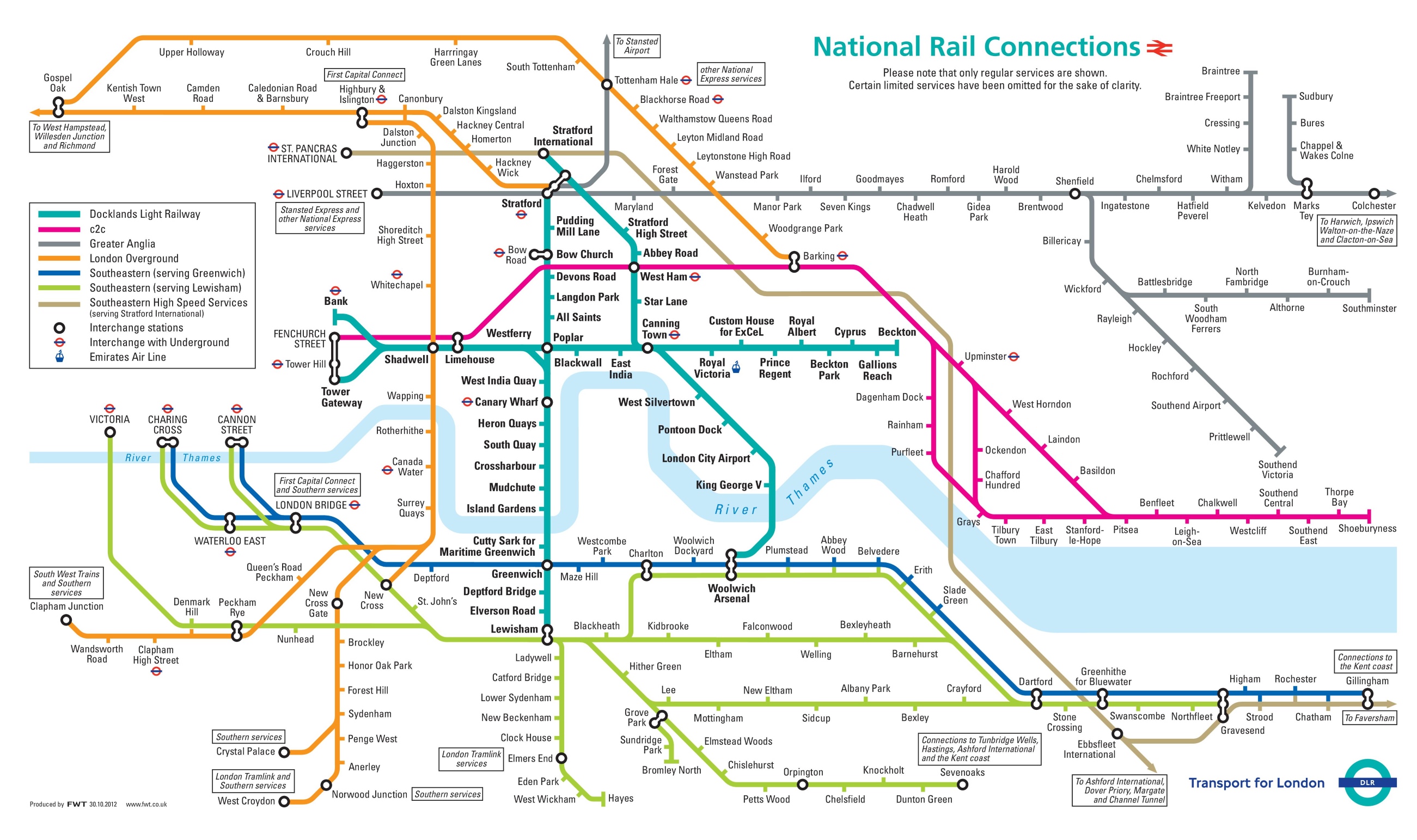 London Mainline Rail Connections Map 