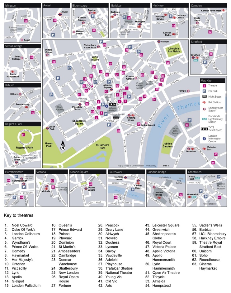 London theatre map Ontheworldmap com
