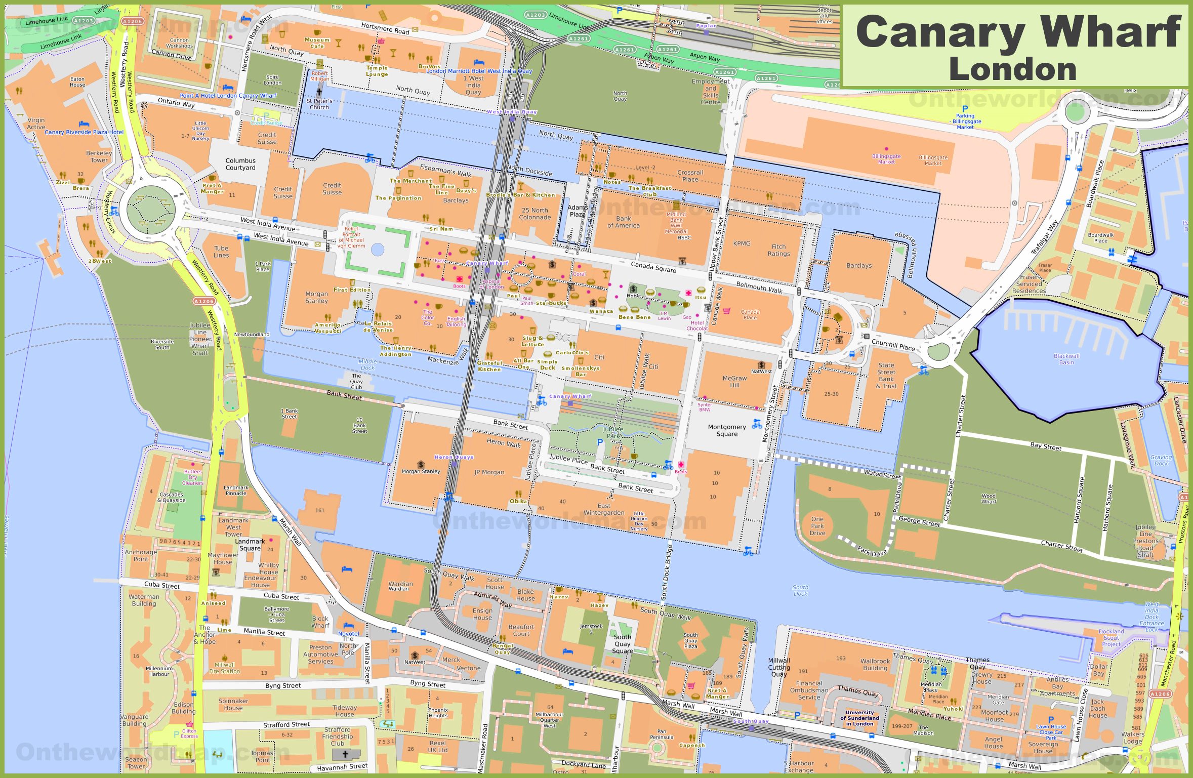 Map of Canary Wharf London