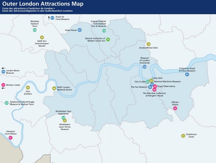 Outer London tourist attractions map
