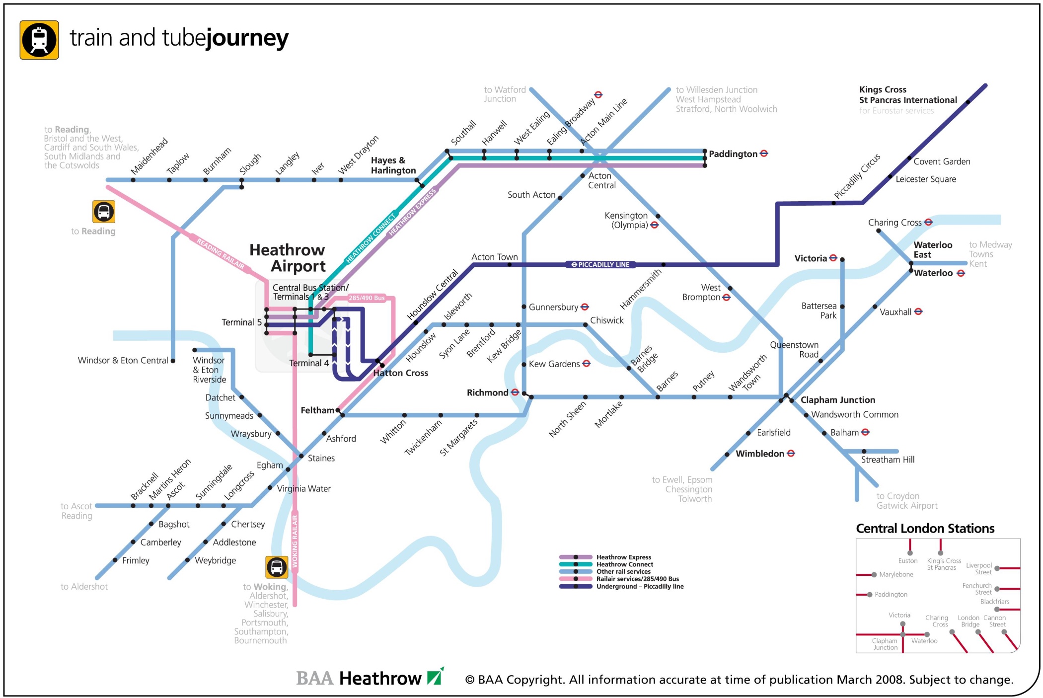 Rail routes at Heathrow map