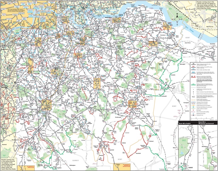 South East London bus map - Ontheworldmap.com
