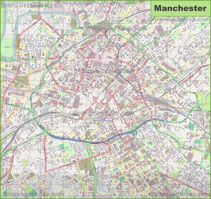 Large detailed map of Manchester