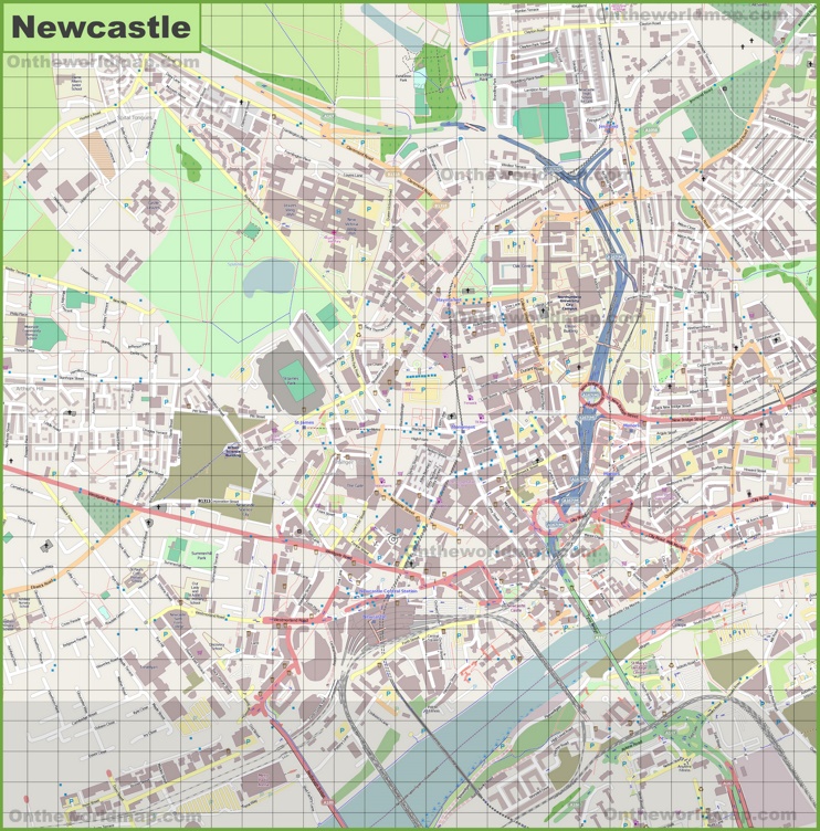 Large detailed map of Newcastle