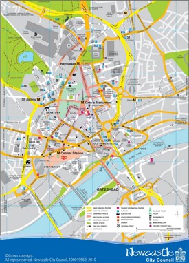 Newcastle city center map